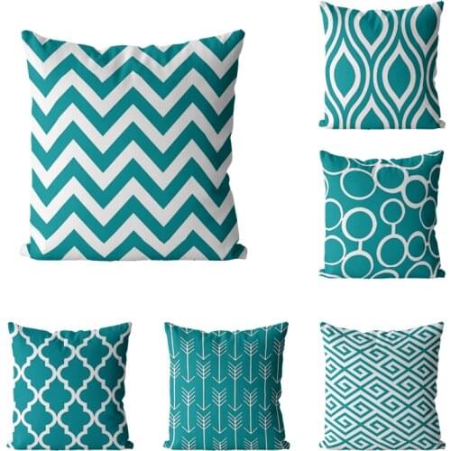 Teal Green Stripe Line Wave Arrow Decoration Throw Pillow Case Sofa Chair Living Room Decoration Pillow Case Pillow Case