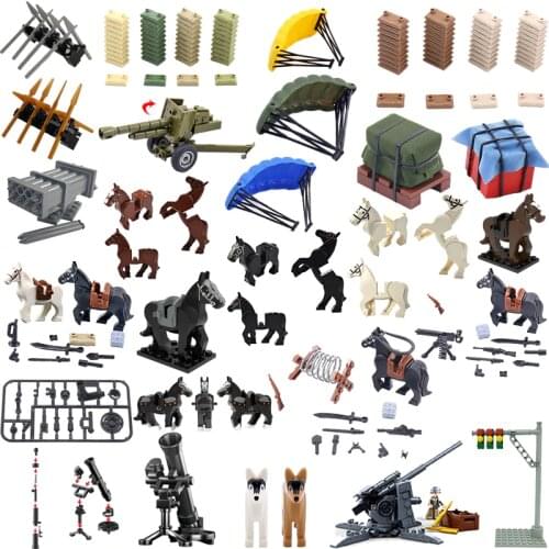 Locking Mlitary Cannon Airdrop War Horse Building Blocks Educational Toy Accessories Assemble Toy Model Gift Militarys Equipment