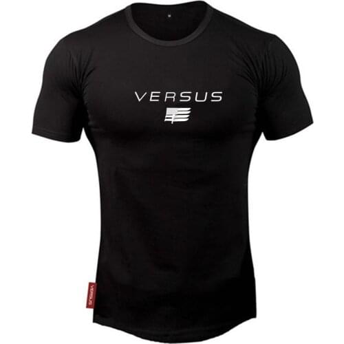 Black Gym Fitness T Shirt Men Casual Cotton Short Sleeve T Shirt Male Bodybuilding Training Running Sport Tee Shirt Tops Clothes