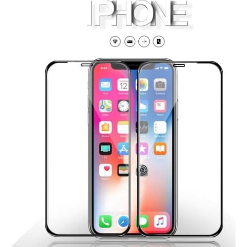 Black Full Cover 2.5D Colorful Frame Glass For Iphone 6 6 Plus 6s 6s Plus Se 7 7 Plus 8 8 Plus X Xr Xs Xs Max Film Protection