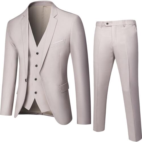 10 Colors Selection Men Formal 3 Piece Set( Jacket+Pant+Vest) Autumn Male Suit Blazer Coat Trousers Waistcoat Tuxedo S-6xl