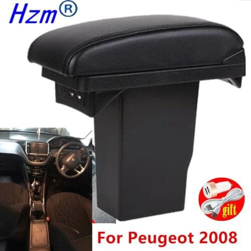 For Peugeot 2008 Armrest box Retrofit parts Car special Armrest Center Storage box car accessories Interior special With USB