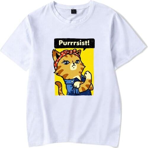Purrrsist Black TShirt Harajuku T-Shirt Korean Print Kawaii Gothic Aesthetic Streetwear Camisetas Verano Mujer Womens Clothing