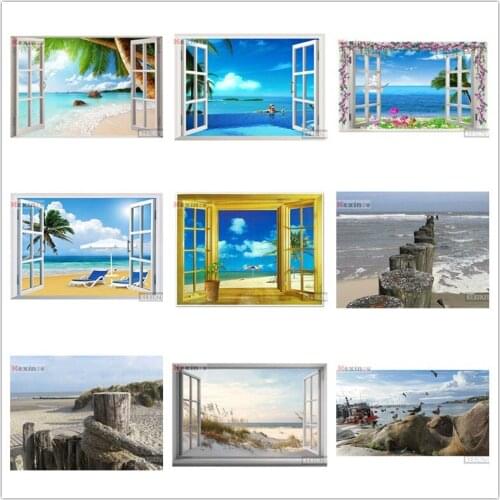 Kexinzu Full Square/Round 5D Diy Diamond Painting Cross Stitch "Window Scenery " Diamond 3D Embroidery Mosaic Home Decor