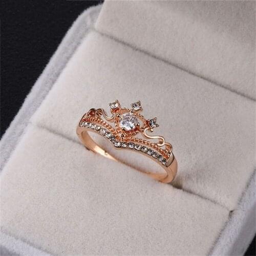 FDLK Party Giftss Choice Zircon Crown Ring Alloy Handmade Rings Wholesale Womens Rings
