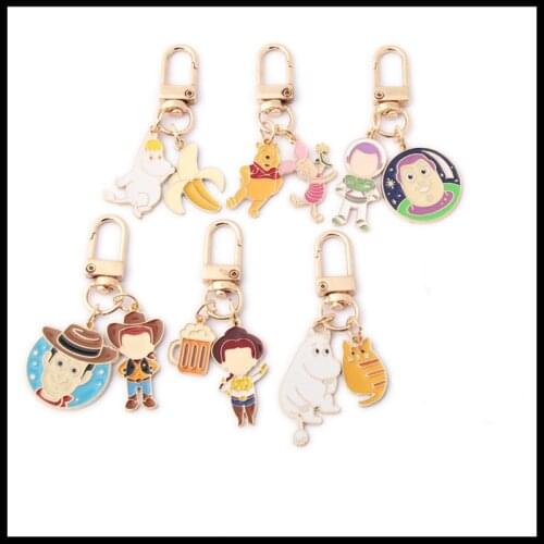 Creative Cartoon Buzz Lightyear Pooh Keychain Pendant Car Bag Key Chain Small Gift