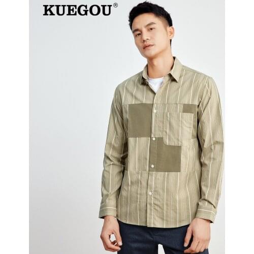Мужские полосатые рубашки KUEGOU China At AliExpress