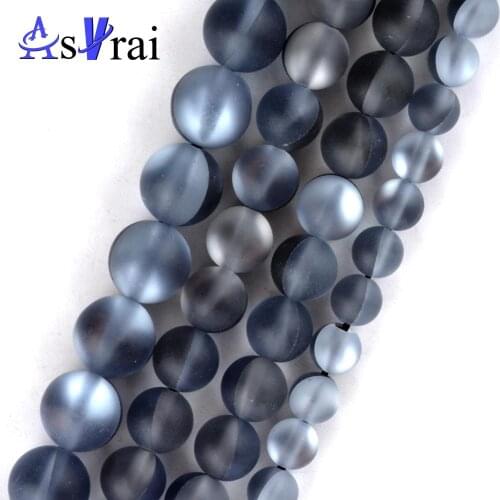 Doll Polish Matter Stone Natural Black Moonstone Round Beads Spacer Loose Beads For Jewelry Making 6/8/10/12mm Diy Bracelets 15"