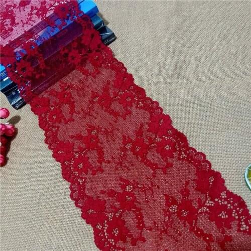 E2670 18.5cm wholesale flower design red elastic soft mesh nylon spandex lace decorative stretch underwear