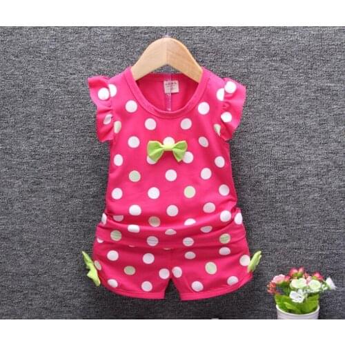 1 set girls Summer outfits cool 6m 12m 2T 3T Toddler kids baby girls outfits cotton Tee+Shorts Pants clothes bow
