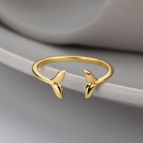 Fashion Minimalism Mermaid Tail Zircon Adjustable Rings For Women Gold Metal Exquisite Crystal Jewelry Couple Friends Gifts