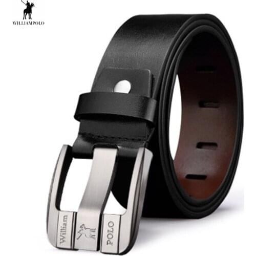 WILLIAMPOLO Leather belt Mens waistband Fashion wild casual belt Pure leather gift box to send pin buckle waistband cinturon