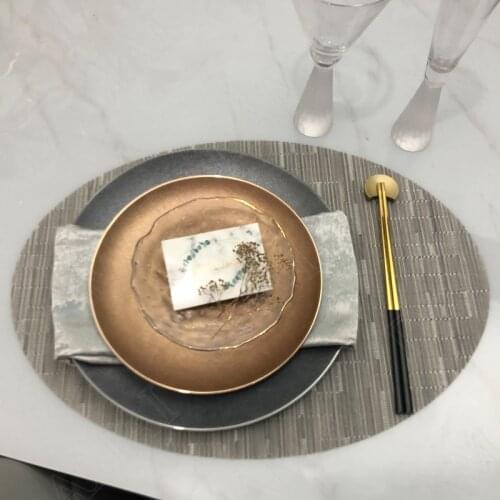 European Ceramic Plate Set Golden Stroke Main Course Western Steak Dish Dining Table Decoration Tableware Dishes and Plates Sets