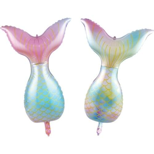 2pcs 85cm Helium Air Inflatable Foil Mermaid Tail Balloons Birthday Party Decorations Kids The Little Mermaid Ariel Party supply