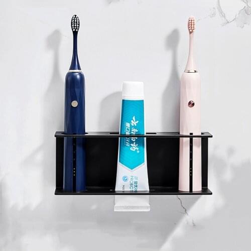 Wall Mounted Electric Toothbrush Holder Black Toothpaste Holder For Bathroom Shelf White Storage Rack For Home Drop Shipping