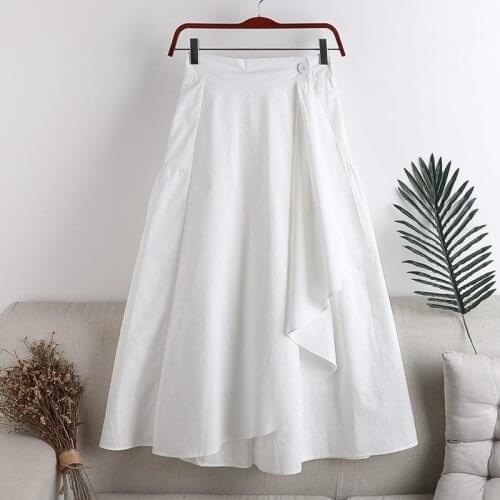 Autumn Winter Women High Waist Solid Color Skirt Female Loose Casual Splicing Mid-length Skirts