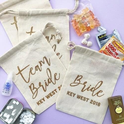 TEAM BRIDE BAGS custom bride tribe bags Bachelorette bags bridal party survival kit bridesmaid emergency kit wedding welcome bag
