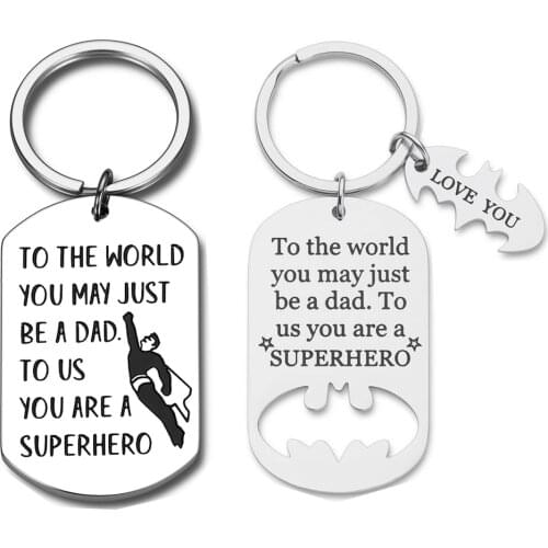 Fathers Day Gifts Dad Birthday Keychain for Daddy Step Dad To Be Husband From Daughter Son Wife Kids Keyring Pendant