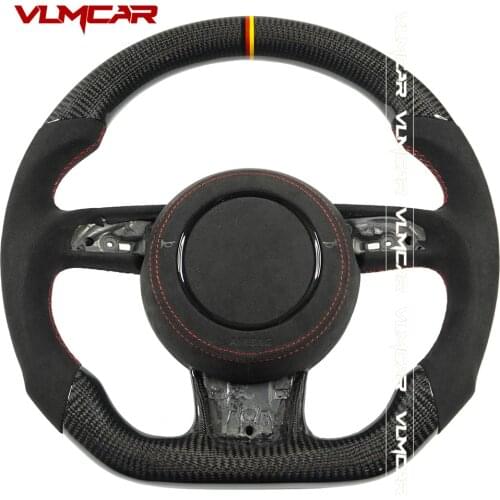Custom Carbon Fiber Steering Wheel With Alcanta For Audi S3 S4 S5 A3 A4 A5