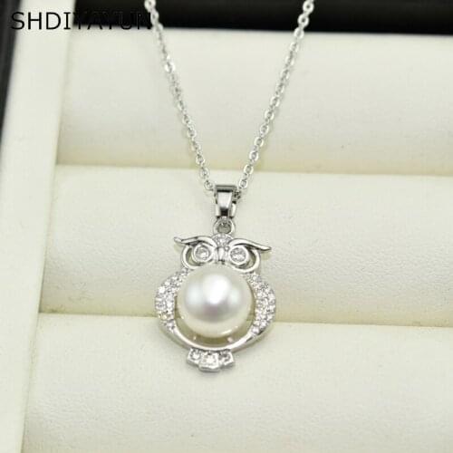 SHDIYAYUN 2020 Fine Pearl Jewelry Necklaces & Pendant Personal Owl Necklace Natural Pearl 925 Sterling Silver Jewelry Wholesale