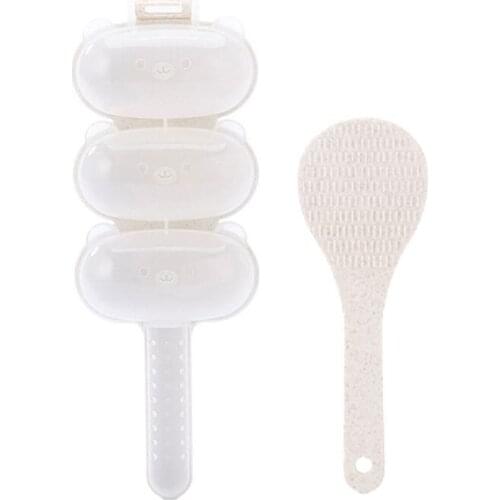 Wheat Straw Onigiri Rice Ball Mold Shaker Sushi Maker with Spoon Kitchen Bento X4YD