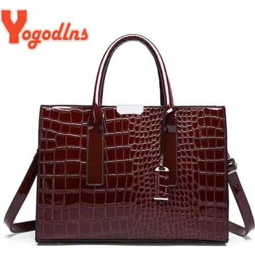 Yogodlns Crocodile Pattern Handle Bag Women PU Leather Handbag Large Capacity Shoulder Bag Brands Crossbody Bag Winter New Purse