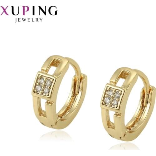 Xuping Synthetic Cubic Zirconia Light Yellow Gold Color Plated Trendy Earrings Jewelry Christmas Gifts 97553