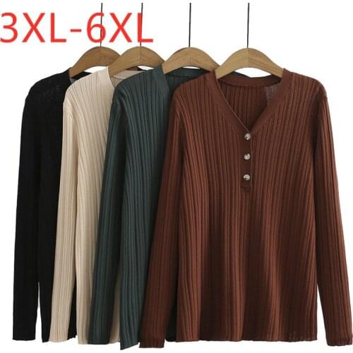 New 2021 Ladies Spring Plus Size Knit Basic Tops For Women Large Blouse Long Sleeve Slim Elastic Button Shirt 3XL 4XL 5XL 6XL