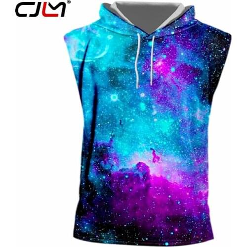 CJLM Sleeveless Homme Fashion O Neck Starry sky 3D Vest Printed Starry sky Hip Hop Attire Hombre Undershirt Summer Hoody Tank