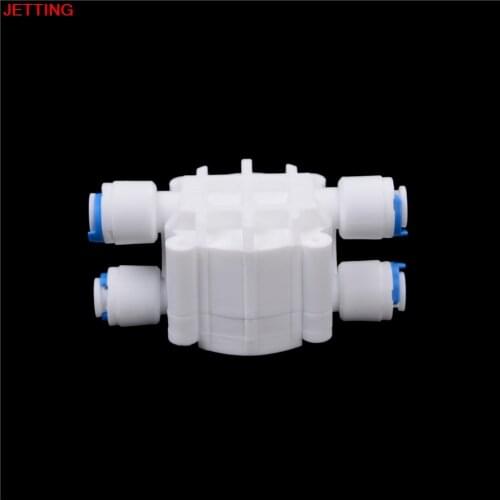 1PCS White 4 Way 1/4 Port Auto Shut Off Valve For RO Reverse Osmosis Water Filter System Accessories