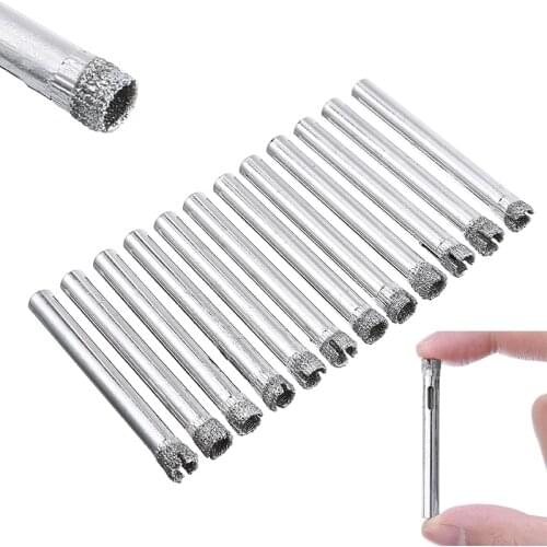 12Pcs 6mm Carbon Steel Hole Saws Drill Bit Diamond Coated Tile Ceramic Glass Silver Cutter Opener Bits Drill Bit Tool 5x0.6cm