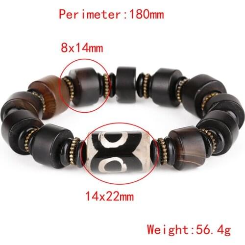 2021 classic matte cylinder brown black onyx semi precious stone gold spacer tibetan buddhism beads unisex bracelet for gift