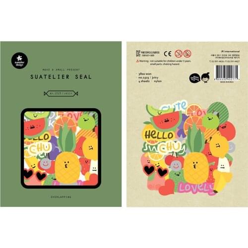 4sheets/Pack Korea Brand Suatelier Fruits Pattern High Quality Paper Sticker Seal DIY Diary Stationery Scrapbooking Decoration
