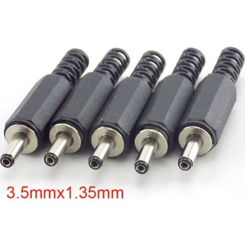 5pcs/lot 3.5mm x1.35mm DC Male Power Plug Jack Adapter 3.5*1.35 3.5*1.35 Connector For Laptop Socket Outlet Plug DIY