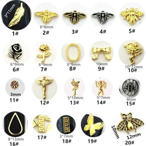 50pcs/pack Japan 3D Nail Art Decorations Metal Nail Accessories Alloy butterfly Drop Nail Parts DIY Charm Alloy Nail Supplies