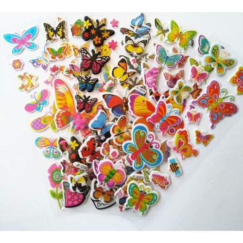 6 Sheets Butterfly Foam Stickers Gomette Enfant PVC Sticker Abesivi Bambini Gift for Children Stickers 3D Pegatinas sticker pack