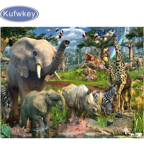 5D DIY diamond embroidery"Jungle Animals,elephant"diamond painting Cross Stitch full drill Rhinestone mosaic home decoration