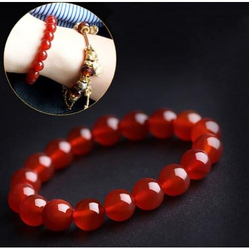 Real Carnelian Bracelet 8-14mm Red Gemstone Jewelry Men and Women Good Luck Gift