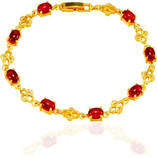 Luxury 24k gold inlaid zircon rhinestone bracelets for women wedding beads charm 2021 new fashion Engagement Bracelet jewelry
