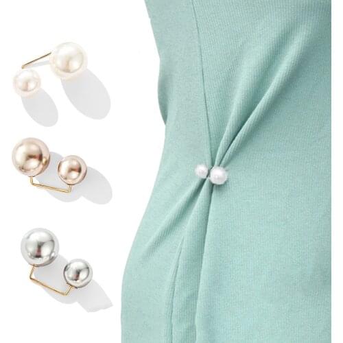 2 Pcs/set Fashion Brooch Double Pearl Brooches for Women Metal Lapel Pin Brooch Pins Sweater Shirt Cardigan Brooch Accessories