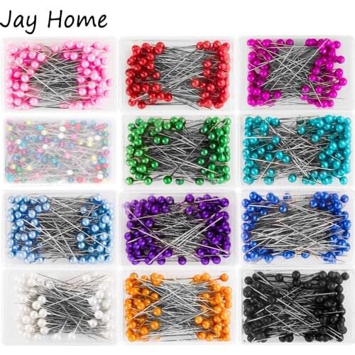 100Pcs Multicolor Pearlized Head Pins 38 mm Straight Quilting Pins Sewing Pins for Dressmaking Jewelry Flower Decoration