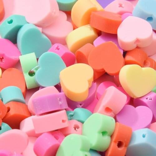 Approx100Pcs Candy Color MixColor Heart Shape Resin Beads For DIY Making Necklace Bracelet Handmade Craft Jewelry Accesories