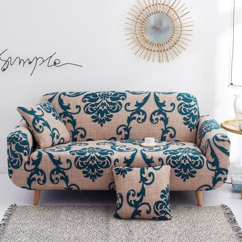 Nordic All-Inclusive Printed Elastic Leaves Pattern Sofa Cover Chaise Longue Single Double Three Seater Couch Cover Living Room