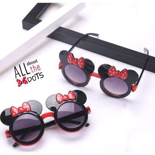 Children Sun Glasses Cute Cartoon Clamshell Minne Ultraviolet-proof Glasses Shading Mirror Kids Gifts