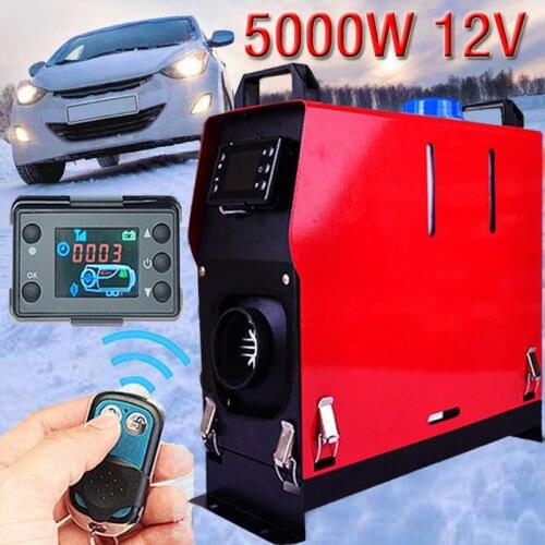 12V/24V 5000W Car Air Diesel Heater All-in-One Machine Single Hole LCD Monitor Heater Diesel Parking Warmer For Car Truck Boats