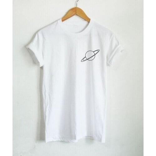 Saturn T-shirts Saturn Pocket Shirt Tumblr Unisex UFO Tee Star Shirts Space Shirt Casual Funny Top Tee goth grunge tshirt- K344