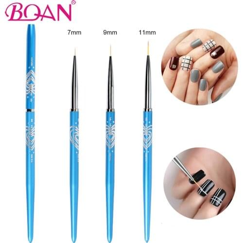 BQAN Nail Brush 7/9/11mm Ultra Thin Liner Brush Painting Flower Design Stripes Lines DIY Drawing Pen Manicure Tool