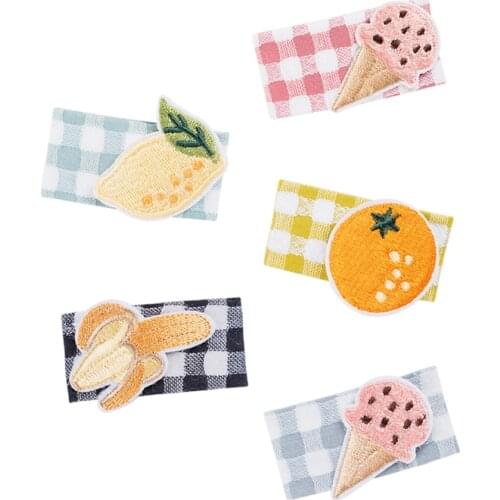 Korea Lovely Cloth Art Lattice Literary Embroidery Fruit Edge BB Spring Clip S00778