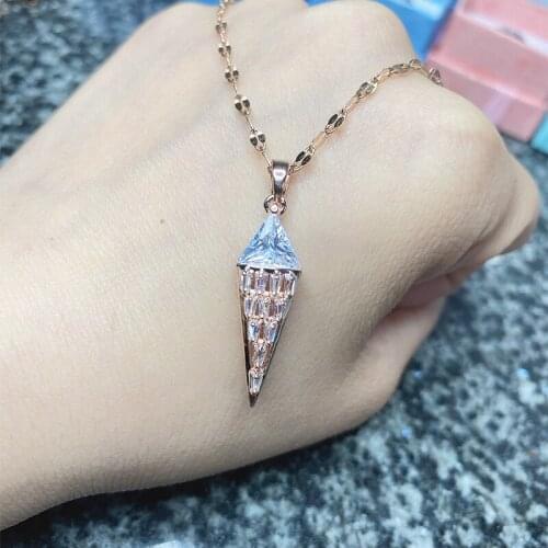 Fashion Jewelry titanium steel necklace, Geometric crystal titanium steel necklace, Ladys collarbone necklace