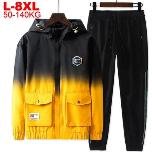 Jacket Pants Sports Set Casual Sportwear Outfit Track Suit Male Large Size Mens Tracksuit Gradient Jackets Two Pieces Men Sets